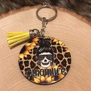 Mom life key chain, Mother’s Day gift, sunflower, Cheetah print key chain